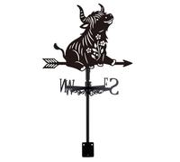 SUPERDANT Highland Cow Weather Vane Flower Metal Weathervanes Direction Indicator Measuring Instrument Roof Installation Weathervane FOR Outdoor Garden Farm Backyard Gazebo Barn Art Decoration Black