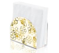 SUPERDANT Hives and Bees Napkin Holder for Tables Acrylic Serviette Dispenser Yellow Cocktail Napkins Organizer Tissue Paper Towel Stand for Dining Room Home Bar Decor