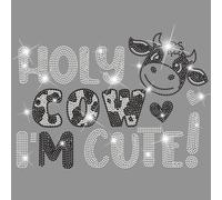 SUPERDANT Holy Cow Crystal Rhinestone Iron on Transfer I' Cute Text Glitter Rhinestone Applique Patches DIY Transfer Decal for Clothing T-Shirt Hoodies Jackets Bag Pillows 32x23.8cm