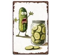 SUPERDANT Horror Pickle Tin Sign Canned Gherkin Metal Signs Retro Wall Plaque Funny Signs and Plaque for Kitchen Pantry Home Man Cave Bar Pubs Vintage Decor 20x30CM