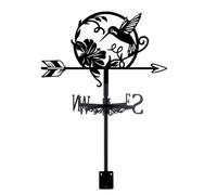 SUPERDANT Hummingbird Iron Weather Vane Bird and Flowers Metal Weathervane Black Wind Direction Garden Art Decor for Roof Indicators Wind Vanes for Yard Outdoor Farm Sheds Garden Patio Decoration