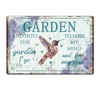 SUPERDANT Hummingbird Tin Sign Garden Metal Tin Signs Lose Mind Find Soul Metal Plaque Inspirational Qutoes Wall Art Poster for Garden Bedroom Living Room Iron Wall Decoration