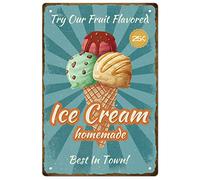 SUPERDANT Ice Cream Metal Signs Ice Cream Tin Sign 30x30cm | Try Our Funny Metal Plaques Fruit Flavor Iron Wall Art Poster Iron Decor For Man Cave Bar Pub Vintage Decor Housewarming Gift