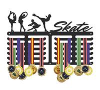 SUPERDANT Ice skating Medal Hanger Display Skate Medal Holder Award Metal Medals Organizer Ribbon Display Holder Rack Wall Mounted Race 6 Rows 24 Hangers Non-slip Hooks Skater Gifts 40x25cm