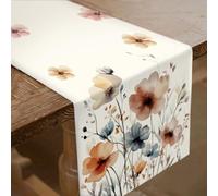 SUPERDANT Ink Wash Floral Table Runner Watercolor Blossom Table Decor Plants Polyester Runners Coffee Kitchen Cabinet Runner Elegant Doilies for Furniture Centerpiece Tables Decorations 33x183cm