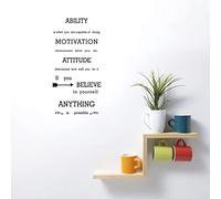 SUPERDANT Inspirational Ability Motivation Attitude Quotes Wall Stickers Vinyl Wall Sign Mural Decals for Kitchen Bedroom Home Room Decor Black (30.5x62.7cm)