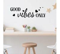 SUPERDANT Inspirational Quotes and Heart Wall Stickers Good Vibes Only Wall Decal Black Vinyl Art Decor Office Walls Art Murals for Living Room Home Classroom Kitchen Gift 54.5x17cm