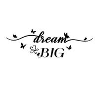 SUPERDANT Inspirational Quotes Wall Sticker Dream Big Wall Decals Butterflies Heart Shape Vinyl Wall Art Black for Bedroom Living Room Playroom Bathroom Classroom Wall Decor