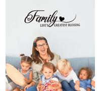 SUPERDANT Inspirational Quotes Wall Stickers Family Life's Greatest Blessing Wall Decal Black Text with Heart Shape Upgraded Vinyl Art Decor for Home Living Room Bedroom Decoration