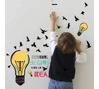 SUPERDANT Inspirational Words Wall Stickers Broken Light Bulb Wall Decals Positive Text Wall Sticker with Flying Birds Vinyl Wall Art Sticker for Bedroom Living Room Wall Decor 96X30cm