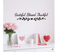 SUPERDANT Insprational Wall Stickers Grateful Blessed Thankful Wall Decals Black Heart Shape Upgraded Vinyl Art for Home Children Room Living Room Bedroom Nursery Decor