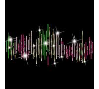 SUPERDANT Iron on Rhinestones Glass Rhinestone Applique Music Equalizer Iron on Patch 12.6x9.37 Inch/32x23.8cm Large Ready to Use for Custom Clothes Jackets T-Shirts and Hoodies Multi Color Sparkly