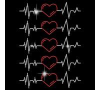 SUPERDANT Iron on Rhinestones Transfer Love Heart Life Line Rhinestone Applique Bling Decals T-Shirt Crystal Heat Transfer Hot Fix Stickers 5pcs Beating Heart Patch for Bags Clothing DIY Art Craft