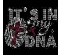 SUPERDANT It's in My DNA Iron on Rhinestones Transfer Fingerprint and Crosse Iron-on Decals T-Shirt Crystal Heat Transfer Hot Fix Stickers Clothing Repair Crystal Patch for Clothing Bags DIY Craft