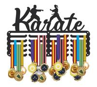 SUPERDANT Karate Medal Hanger 5 Rows Karate Medal Holder Personalised Medal Rack for Karateka Upgraded Large Capacity Medal hangers Metal Medal Display for Boy Son Grandson Gifts Black
