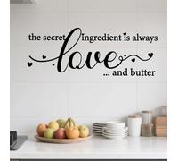 SUPERDANT Kitchen Quotes Wall Stickers The Secret Ingredient is Always Love and Butter Wall Decals Black Upgraded Vinyl Walls Art Stickers for Home Kitchen Dining Room Decoration