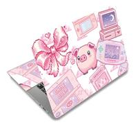 SUPERDANT Laptop Skin Sticker Laptops Cover Decal Notebook PC Computer Universal Art Protector Reusable Waterproof Pixel Style Vinyl Notebooks Art Decals Fits 12-15.6 inch Pink Retro Game