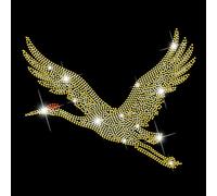 SUPERDANT Large Iron on Rhinestone Patch Crane Applique Glass Rhinestone Heat Transfer 12.6x9.37 Inch/32x23.8cm One Piece Design for DIY Clothing Denim Jackets and Hoodies Yellow
