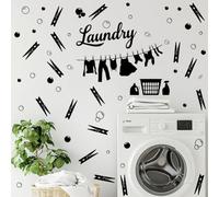 SUPERDANT Laundry and Bubble Wall Stickers Clip and Clothes Wall Decals Art Murals Decoration Laundry Room Decor for Laundry Room Home Living Room Bedroom