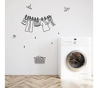 SUPERDANT Laundry Wall Stickers Cartoon Clothes Wall Decals Vinyl Bird Wall Art Drying Clothes Decals Stickers for Walls Laundry Balcony Home Decoration 38x49 cm