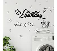 SUPERDANT Laundry Wall Stickers, Loads of Fun Wall Decals, Laundry Room Art Decor, Peel and Stick DIY Black Vinyl Decorations for Home Door & Indoor Space 90x30cm