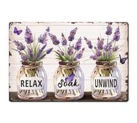 SUPERDANT Lavender Vase Tin Signs Retro Purple Flowers Metal Poster Iron Wall Decoration Rectangle Signs for Bedroom Living Room Entrance Corridor Home Cafe Bar Wall Art 30cm x20cm