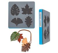 SUPERDANT Leaf Die Cutter for Leather Tote Bag Charm Keychain Leather Cutting Dies Wood Base with 4 Different Leaf Patterns Pendants Craft Projects Seasonal Decor