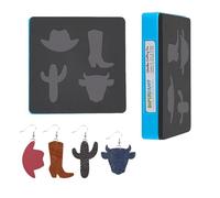 SUPERDANT Leather Wooden Die Cut Cowboy Hat Boots Cactus Western-Style Earring Cutting Dies Leather Craft Cutting Machine Faux Leather Dies for Women Girls Jewelry Dangle Earrings DIY Decoration