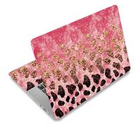 SUPERDANT Leopard Sequins Laptop Skin Sticker Decal Pink Universal Laptops Notebook Skin Sticker 12 13 13.3 14 15 15.4 15.6 Inches Vinyl Laptop Cover Stickers Removable Waterproof