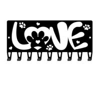 SUPERDANT Love and Paw Prints Metal Key Hooks with 9-Hooks Key Hanger Hollow Love Hooks Decor Key Holder Wall Decorative Storage Hooks for Dog Leash Entryway Hallway Kitchen Bathroom Stash