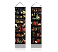 SUPERDANT Magic Bookshelf Tapestry Bookshelf Skull Wall Blanket Pack of 2 Tapestries Books Long Tapestry Walls Hanging with Tassel for Bedroom Living Room Porch Home Decor 130x33cm
