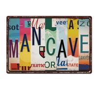 SUPERDANT Man Cave Tin Sign Colorful Text Metal Tin Sign License Plate Wall Plaques Vintage Signs Funny Iron Art Poster for Man Cave Bedroom Living Room Bathroom Cafe Bar Home Retro Decor