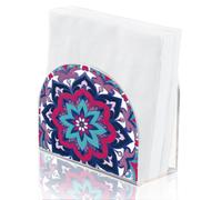 SUPERDANT Mandala Flower Napkin Holder for Tables Acrylic Serviette Dispenser Flowers Cocktail Napkins Organizer Tissue Paper Towel Stand for Dining Room Home Bar Decor