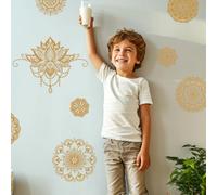 SUPERDANT Mandela Wall Stickers Golden Mandela Wall Decals Window Clings Peel and Stick Wall Art Decals Flora Wall Stickers Murals Living Kids Room Removable Decor Art DIY Gift