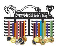 SUPERDANT Medal Hanger, Every Medal Tells A Story Display Holder for Star Trophy Diving Race Award, 6 Rows 24 Hangers with Non-slip Hooks, Wall Mounted Metal Ribbon Organizer 40x25cm