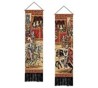 SUPERDANT Medieval Knights Wall Tapestry Vertical Tapestry Set of 2 Wall Hanging Decor Fade Resistant Polyester Fabric for Living Room Office Bedroom Entryways 130x33cm