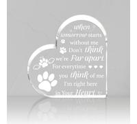 SUPERDANT Memorial Gifts for Loss of Dog Cat Paw Print Acrylic Heart Plaque Angel Wings Pet Memorial Ornament Dog Remembrance Sympathy Gift Heart Keepsake for Bedroom Living Room Office Desk Decor