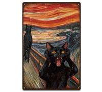 SUPERDANT Metal Signs Black Cat Scream Tin Signs Wall Decor Vintage Iron Rectangle Plaque Metal Sign Cat Lover Gift For Living Room Cafe Bar Indoor Outdoor Hanging 20x30cm
