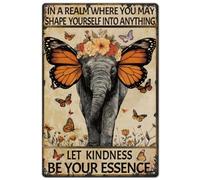 SUPERDANT Metal Signs Elephant Kindness Essence Tin Signs Man Cave Animal Whimsical Wall Art Plaques Metal Sign Painting Living Room Bedroom Bar Garages Restaurant Home Decorative 20x30cm