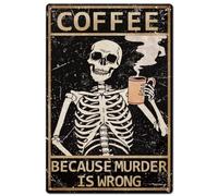 SUPERDANT Metal Signs Skull Coffee Tin Signs 30cm x 20cm Retro Metal Sign Vintage Wall Art Decor Bar Sign for Kitchen Cafe Pub Bar Bistro Home Coffee Corner Decoration