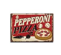SUPERDANT Metal Tin Sign American Pepperoni Pizza Vintage Iron Sign Pizza Store Decor Man Cave Bar Restaurant Metal Plaque Retro Wall Art Poster Wall Decor for Bars Restaurants Cafes Pubs