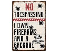 SUPERDANT Metal Tin Sign No Trespassing Vintage Iron Sign Skull Bones Gothic Horror Decorative Plaque Retro Man Cave Bedroom Wall Art Poster Vintage Goth Room Decorations