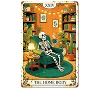 SUPERDANT Metal Tin Sign Skull Drinking Beer Sign 12x8 Inch/30x20cm Durable Iron Wall Decor with Pre Drilled Holes for Bar Wall Man Cave Gothic Art Home Decor, Colorful