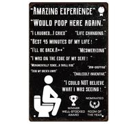 SUPERDANT Metal Tin Sign Toilet Rules Iron Sign Toilet Humour Signs Black Bathroom Sign Toilet Reviews Bathroom Decor Plaque for Bathroom Toilet Wall Decor