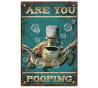 SUPERDANT Metal Tin Sign Toilet Turtle Vintage iron Sign Retro Funny Are You Pooping Bathroom Decor Plaque Restroom Metal Wall Art Poster Farmhouse Decor for Home Cafes Office Store Pubs Club Sign