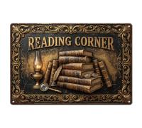 SUPERDANT Metal Tin Sign Vintage Bookshelf Retro Wall Decor 11.8x7.9 Inch/30x20cm Iron Plaque With Unique Pattern For Home Office Man Cave And Garage Decor Black