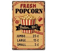 SUPERDANT Metal Tin Signs Popcorn Price List Metal Poster Whimsical Wall Art Plaques Tin Painting Movie Rooms Kitchens Garage Bar Home Decorative Gifts Wall Decor 20x30cm