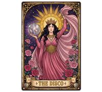 SUPERDANT Metal Tin Signs The Disco Tarot Card Metal Poster Whimsical Wall Art Plaques Tin Painting Man Cave Kitchens Garage Bar Home Decorative Gifts Wall Decor 20x30cm