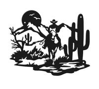 SUPERDANT Metal Wall Art Western Cowboy Metal Wall Decor Desert Artwork Rustic Nature Wall Decor Home Decor Living Room Farmhouse Wall Art Signs for Bedroom Office Wall Hanging Decor
