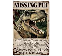 SUPERDANT Missing Pet Metal Tin Signs Dinosaur Heads Home Decor Retro Metal Wall Poster Decorative Plaque for Livingroom Bar Club Men Cave Wall Art Housewarming Gift